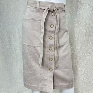 J Crew Button-front skirt in stretch linen
